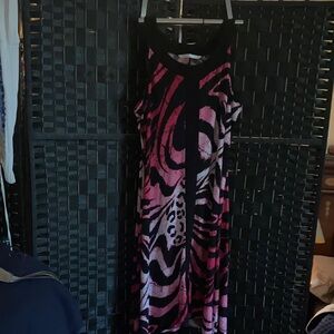 Peter Nygard Vibrant Pink and Black Maxi Dress